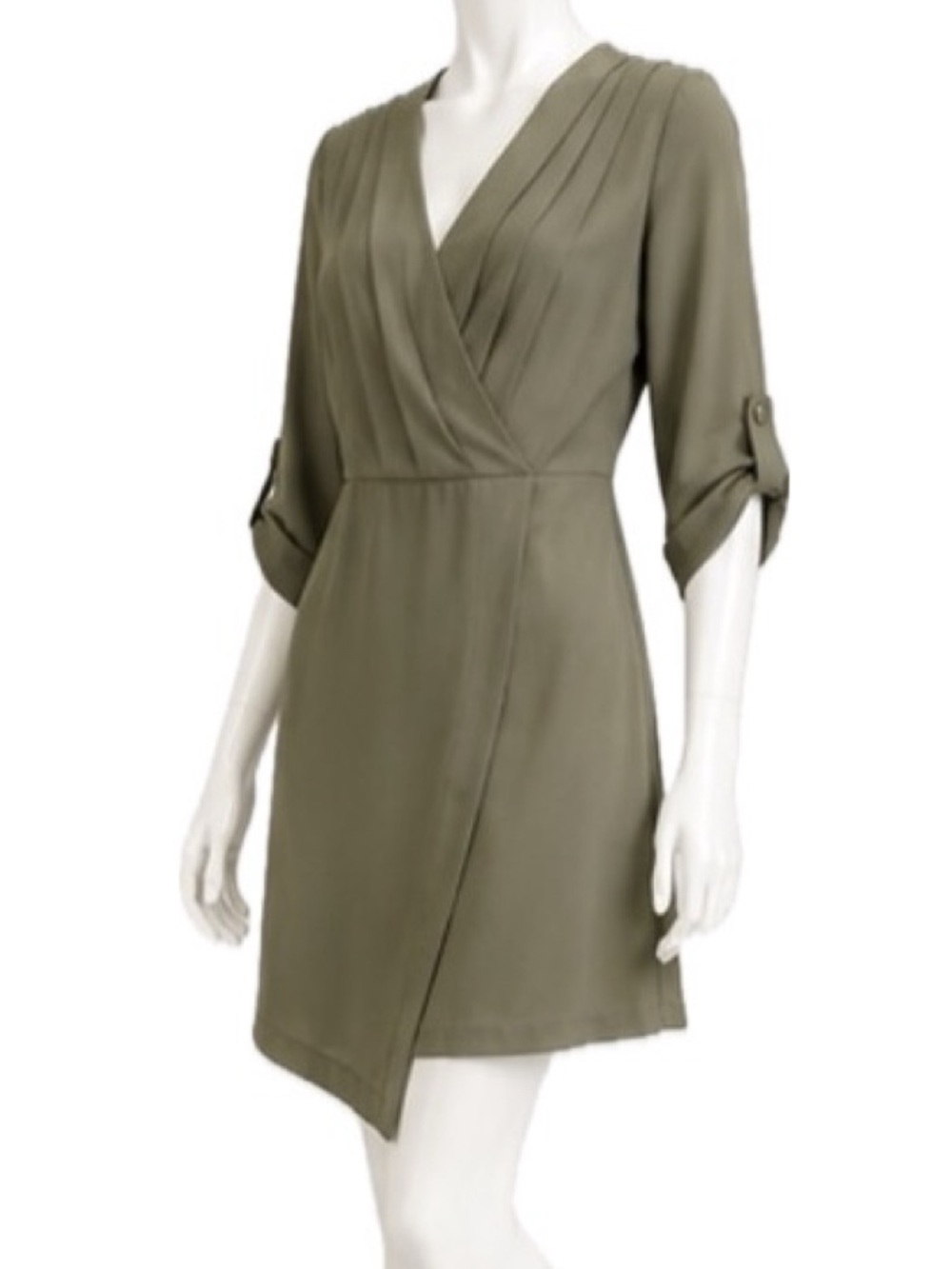 👗👢 MONTEAU Los Angeles Classic Olive Green Chic Preppy Minimalist Dress, Sz‎ M
